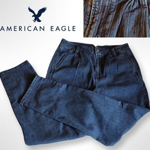 American Eagle Mom Jeans, Size 8 Regular, Pin Striped Pink and White Lin…